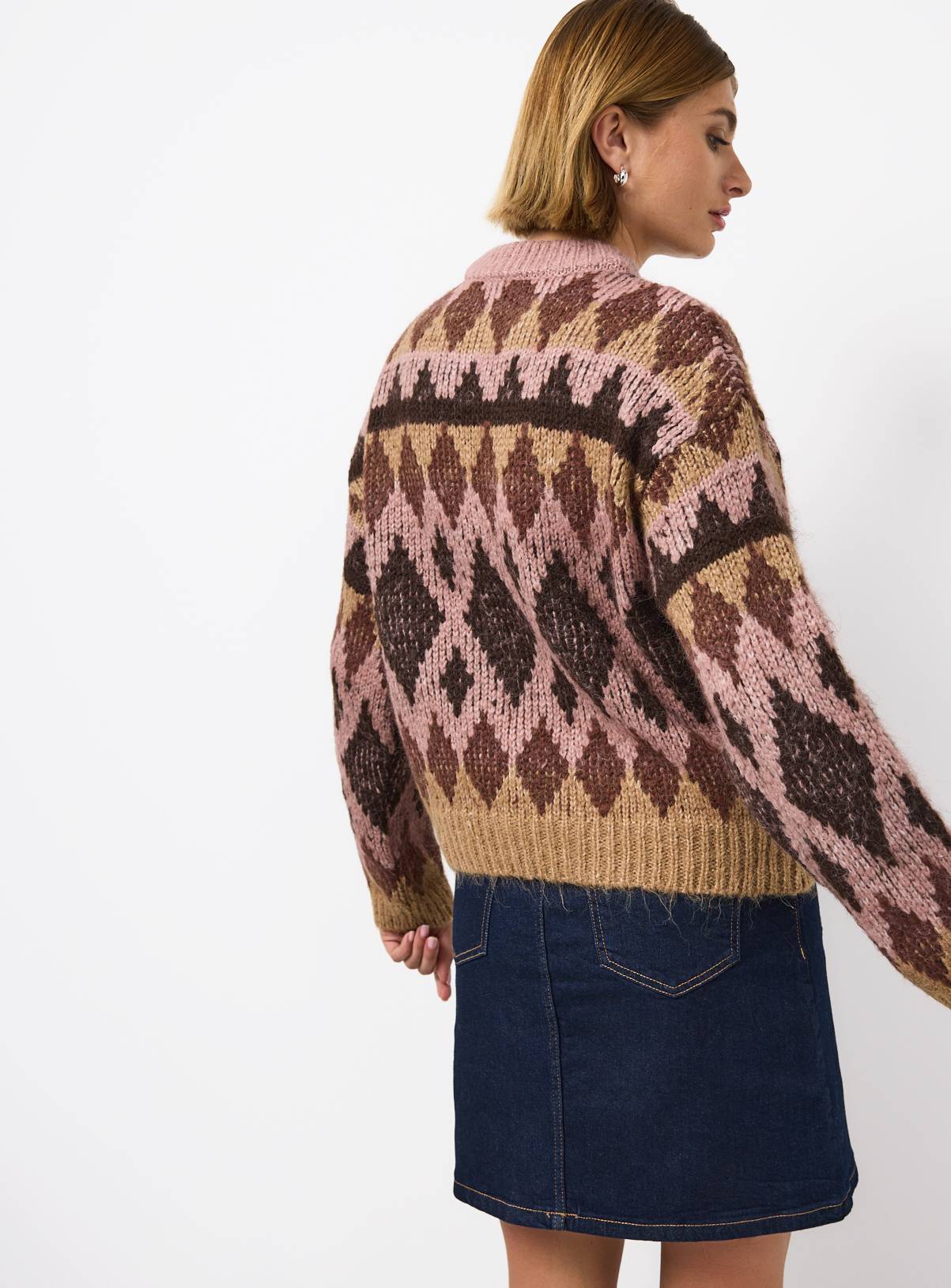 Diamond Fairisle Knitted Crew Jumper 18 - Image 4
